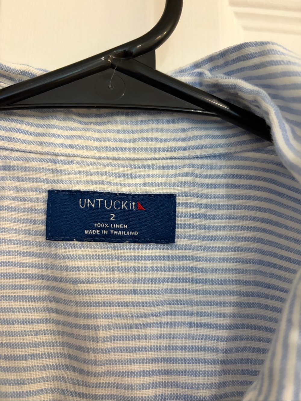 UNTUCKit Lydia Linen Shirt Dress Blue White Size 2 - Picture 4 of 7